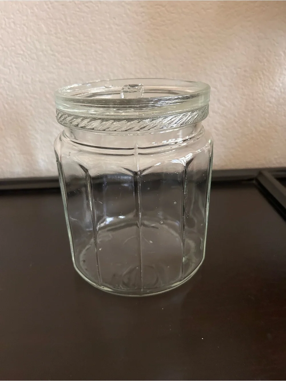 Antique 1915 Glass Tobacco Cigar Humidor Jar w/ Ashtray Lid, 12-Sided Paneled